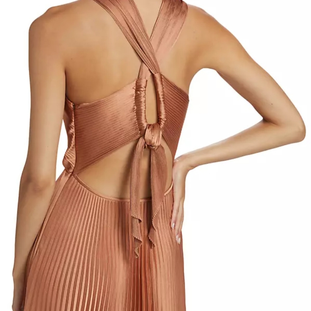 A.L.C. Athena II Halter Satin Pleated Dress, Size 8, BRAND NEW, $695 - Picture 5 of 11